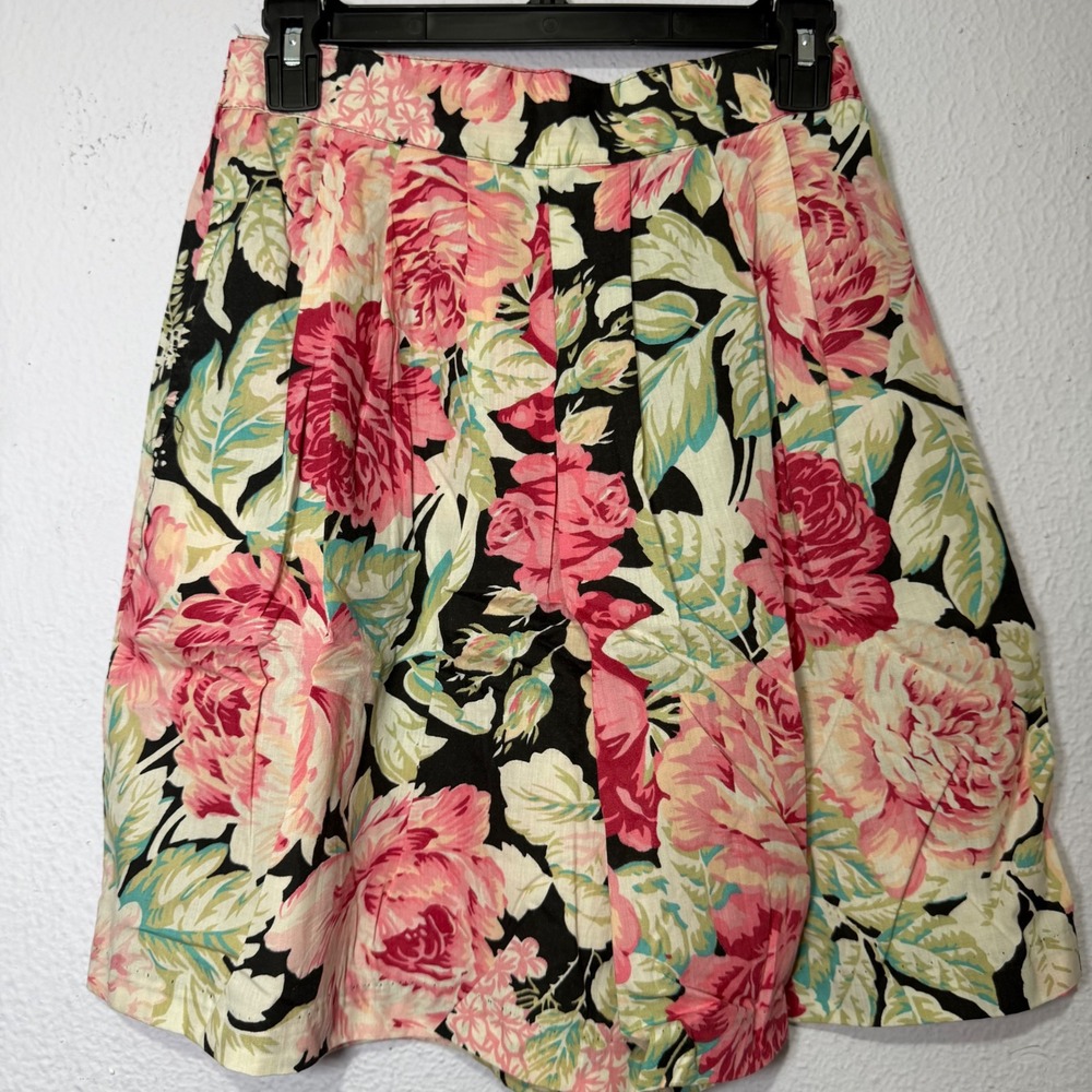 Vintage Enchante Floral Shorts Pink Rose Cottagecore Grannycore USA Made Large